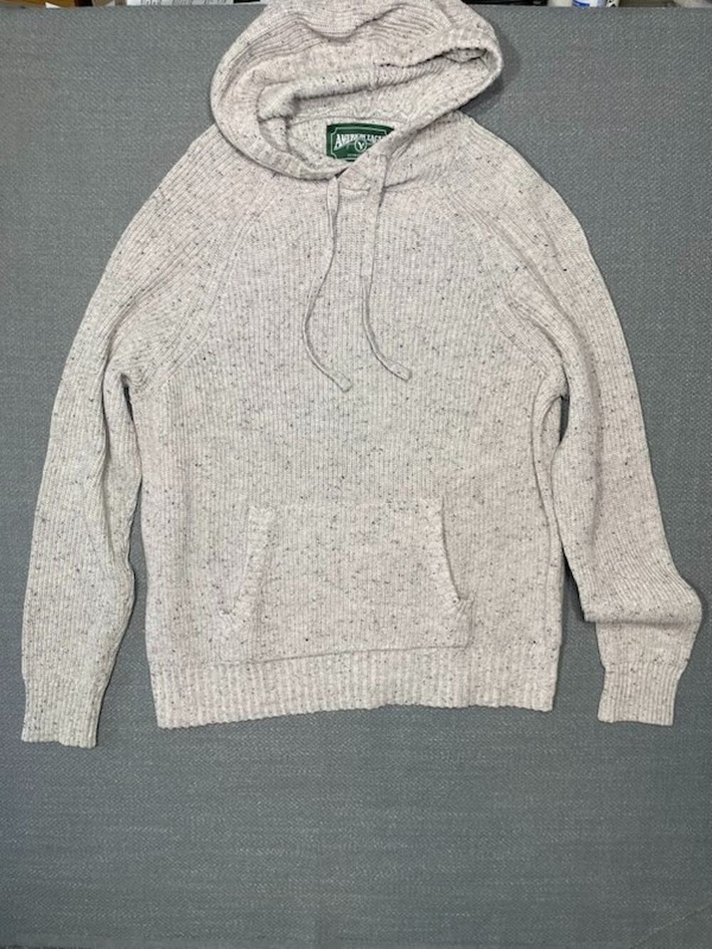 American Eagle Outfitters Men’s Knit Hoodie Sweater Beige Speckled Medium